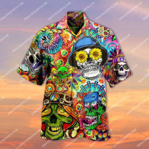 Tropical Skull Hippie Style All Over Printed Hawaiian Shirt