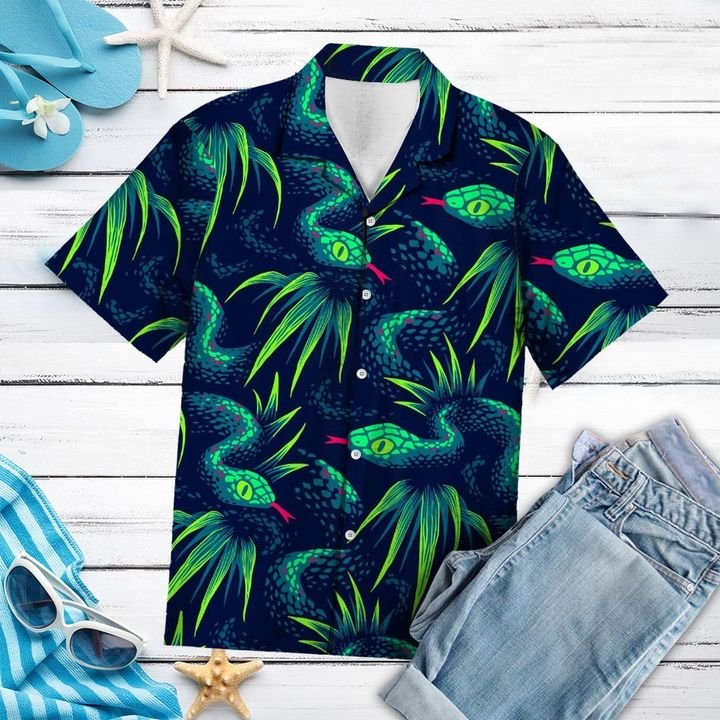 Tropical Snake Hawaiian Shirt Summer Button Up Tropical Snake Hawaiian Shirt Summer Button Up
