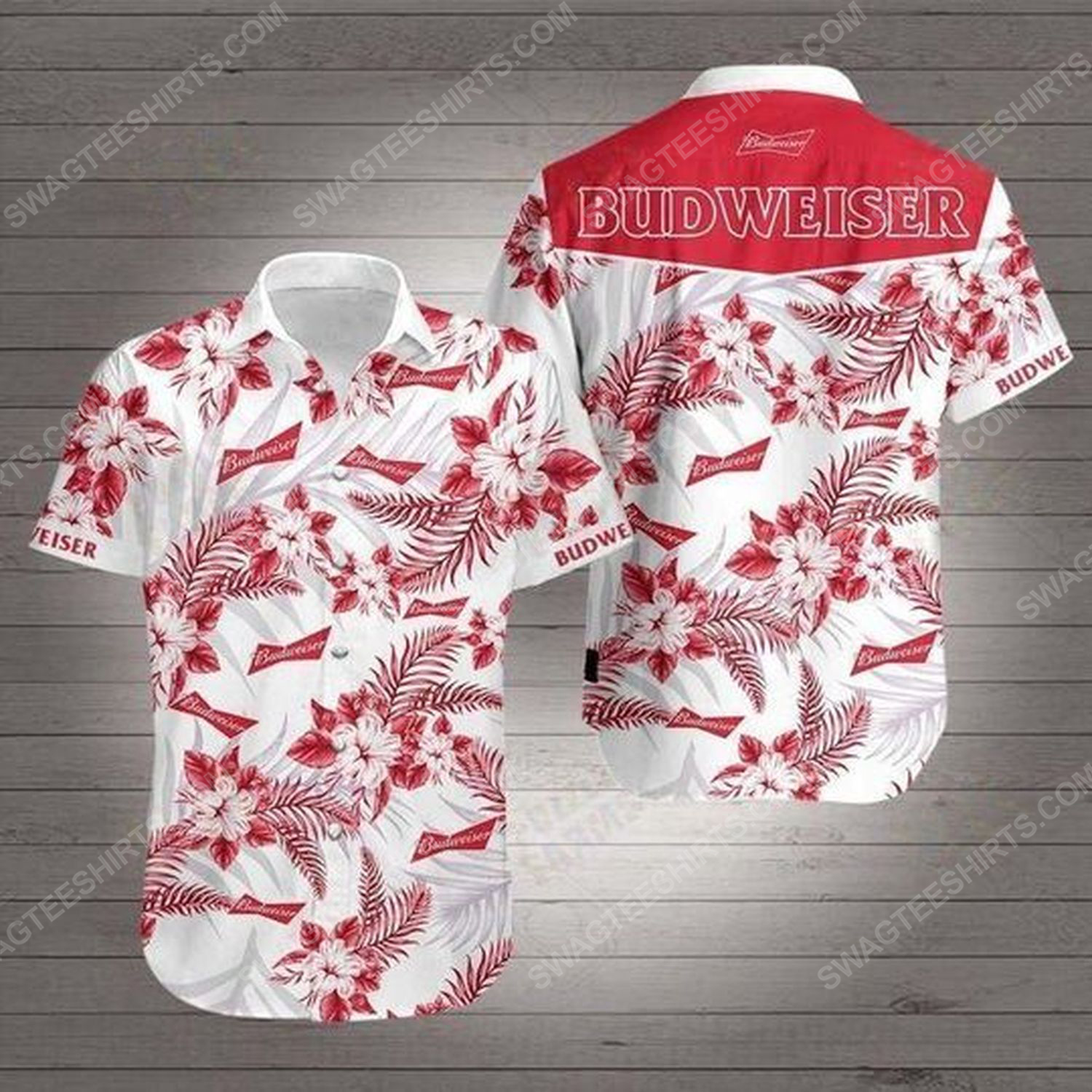 Tropical Summer Budweiser Beer Short Sleeve Hawaiian Shirt Tropical Summer Budweiser Beer Short Sleeve Hawaiian Shirt