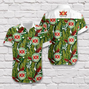Tropical Summer Dos Equis Beer Short Sleeve Hawaiian Shirt