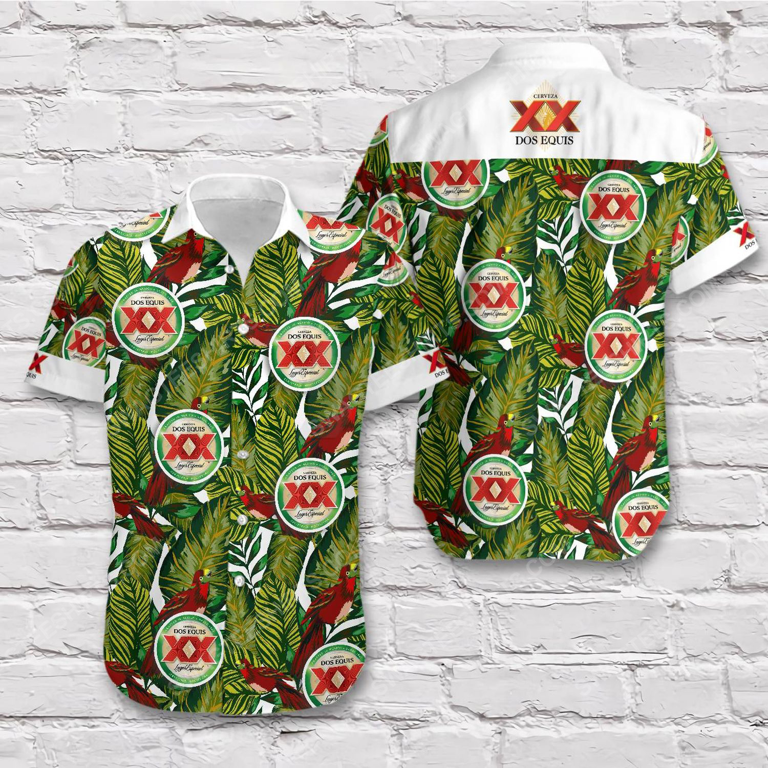 Tropical Summer Dos Equis Beer Short Sleeve Hawaiian Shirt Tropical Summer Dos Equis Beer Short Sleeve Hawaiian Shirt