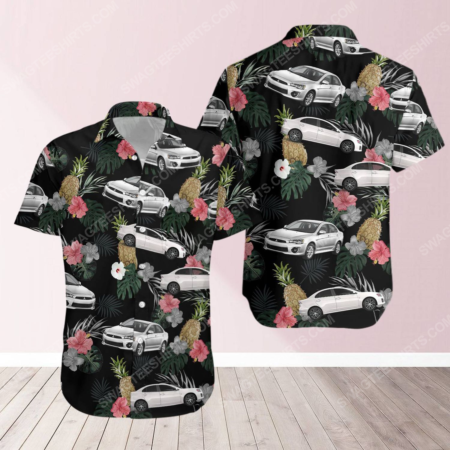 Tropical Summer Mitsubishi Car Short Sleeve Hawaiian Shirt Tropical Summer Mitsubishi Car Short Sleeve Hawaiian Shirt