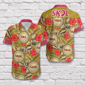 Tropical Summer Skol Beer Short Sleeve Hawaiian Shirt