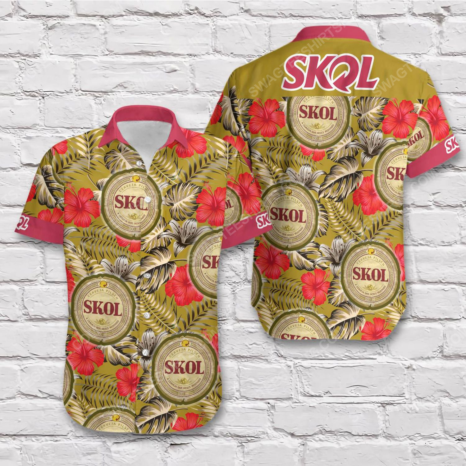 Tropical Summer Skol Beer Short Sleeve Hawaiian Shirt Tropical Summer Skol Beer Short Sleeve Hawaiian Shirt