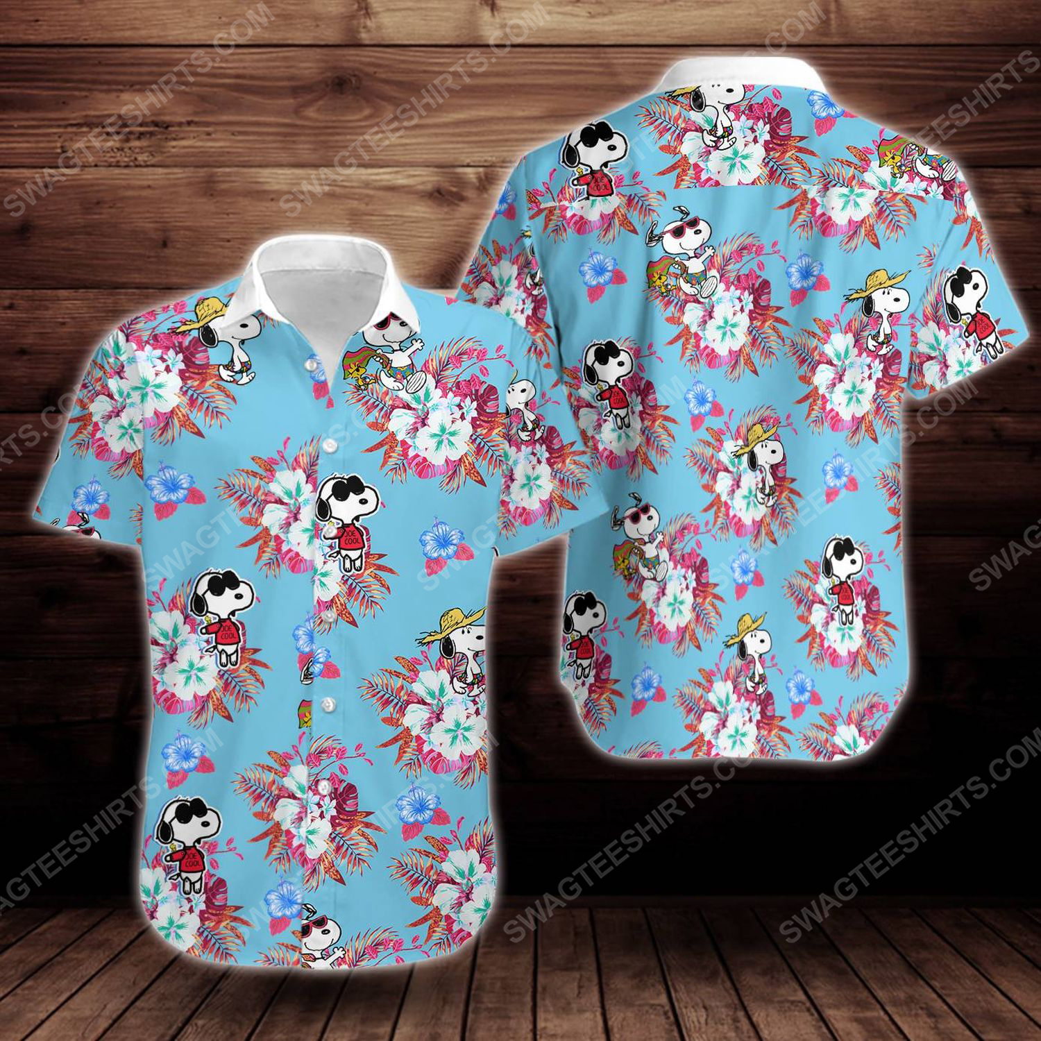 Tropical Summer Snoopy Short Sleeve Hawaiian Shirt Tropical Summer Snoopy Short Sleeve Hawaiian Shirt