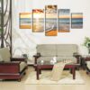 Tropical Sunset On A Secluded Beach - Nature 5 Panel Canvas Art Wall Decor