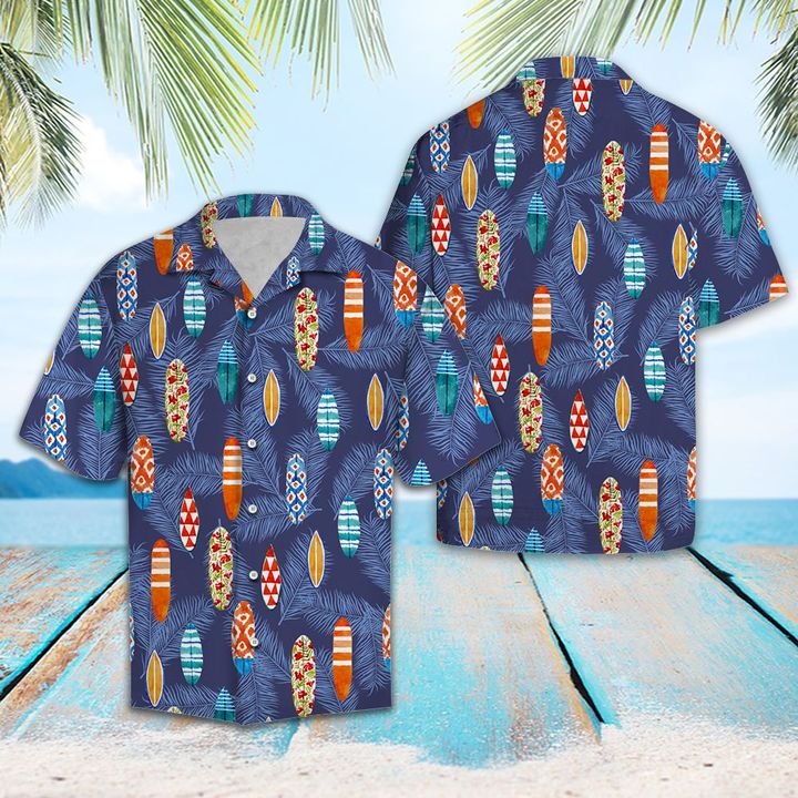 Tropical Surfboard Hawaiian Shirt Summer Button Up Tropical Surfboard Hawaiian Shirt Summer Button Up