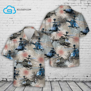 Tropical Us Army Bell Oh-58 Kiowa Full Print Hawaiian Shirt