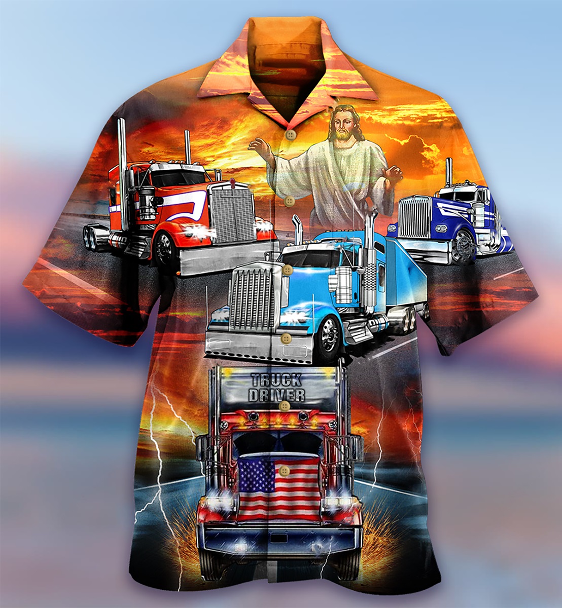 Truck Driver Jesus Bless Hawaiian Shirt Truck Driver Jesus Bless Hawaiian Shirt