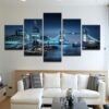 Tugboats On The Thames London England - Nature 5 Panel Canvas Art Wall Decor