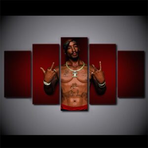 Tupac Shakur 01 - Famous Person 5 Panel Canvas Art Wall Decor