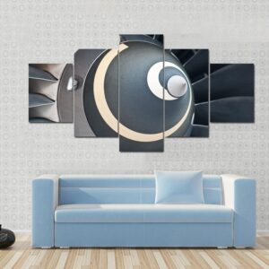 Turbine Blades Of An Aircraft Jet Engine - Automative 5 Panel Canvas Art Wall Decor