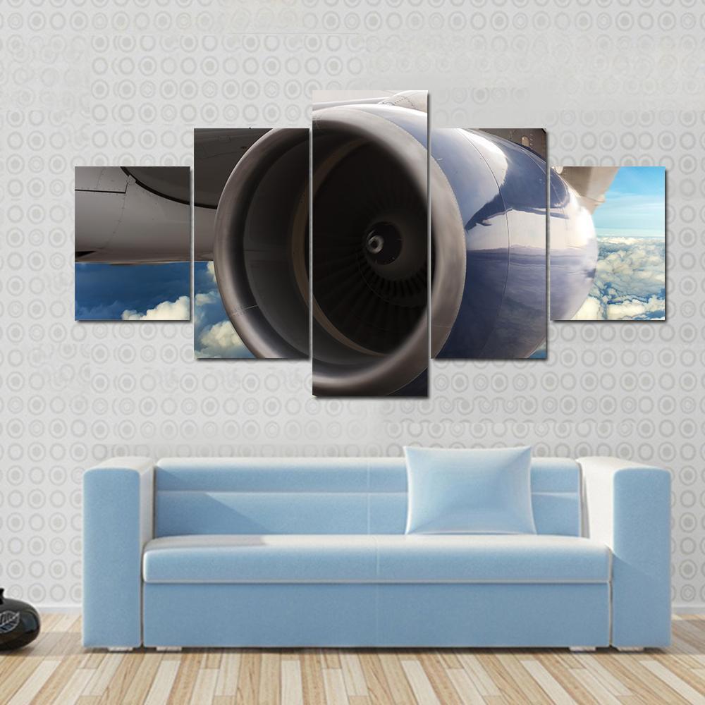 Turbine Motor Of An Airplane - Automative 5 Panel Canvas Art Wall Decor Turbine Motor Of An Airplane - Automative 5 Panel Canvas Art Wall Decor
