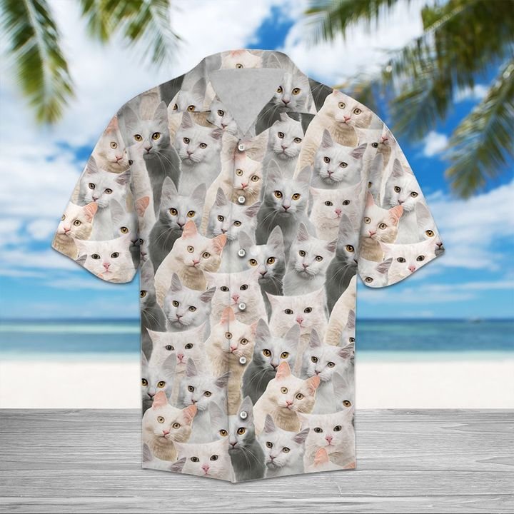 Turkish Angora Hawaiian Shirt Summer Button Up Turkish Angora Hawaiian Shirt Summer Button Up
