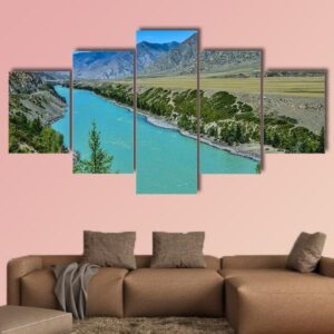 Turquoise Katun River In Russia - Nature 5 Panel Canvas Art Wall Decor