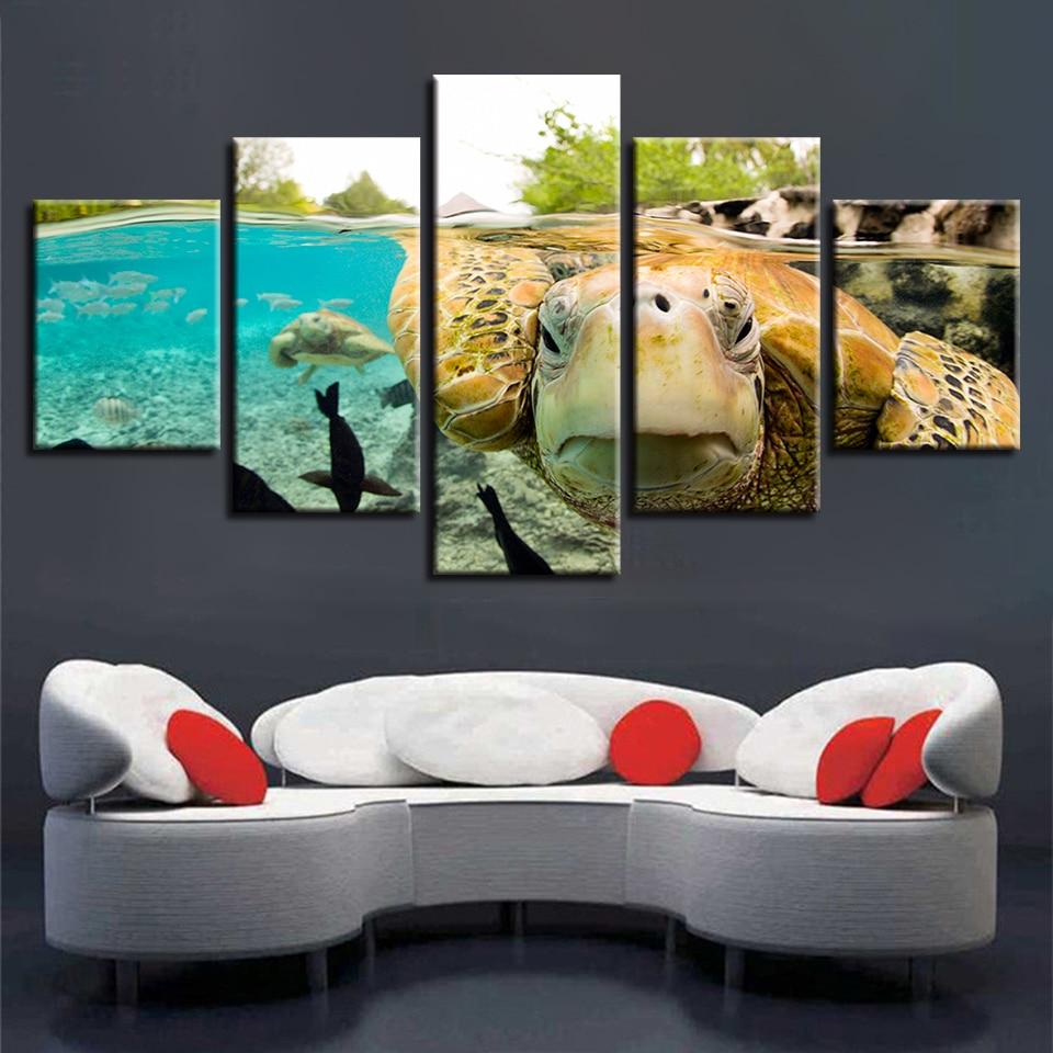 Turtle 05 - Animal 5 Panel Canvas Art Wall Decor Turtle 05 - Animal 5 Panel Canvas Art Wall Decor