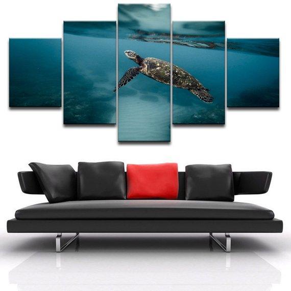 Turtle 3 - Animal 5 Panel Canvas Art Wall Decor Turtle 3 - Animal 5 Panel Canvas Art Wall Decor