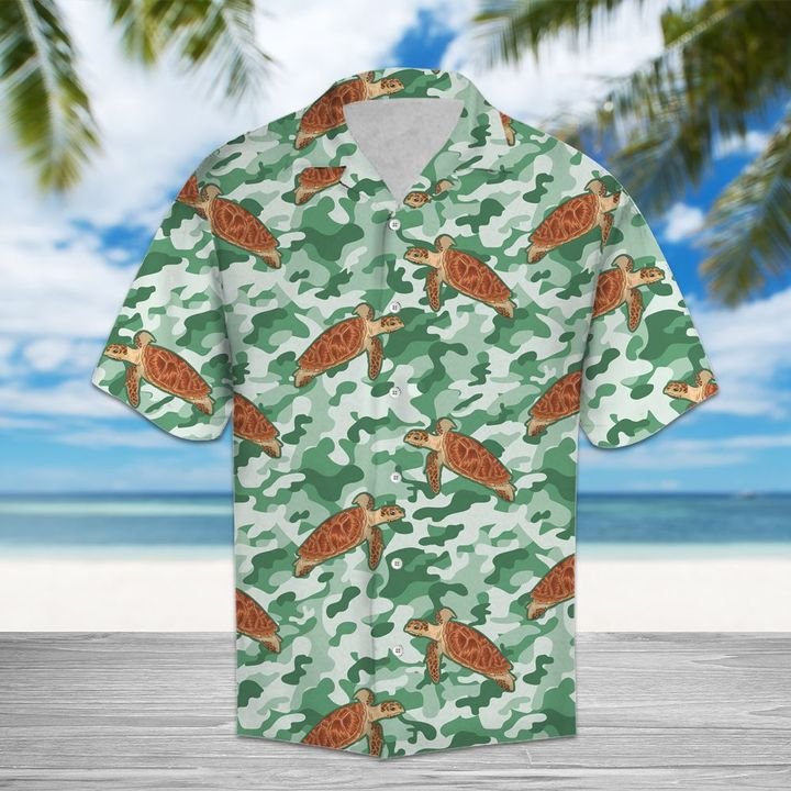 Turtle Camo Hawaiian Shirt Summer Button Up Turtle Camo Hawaiian Shirt Summer Button Up