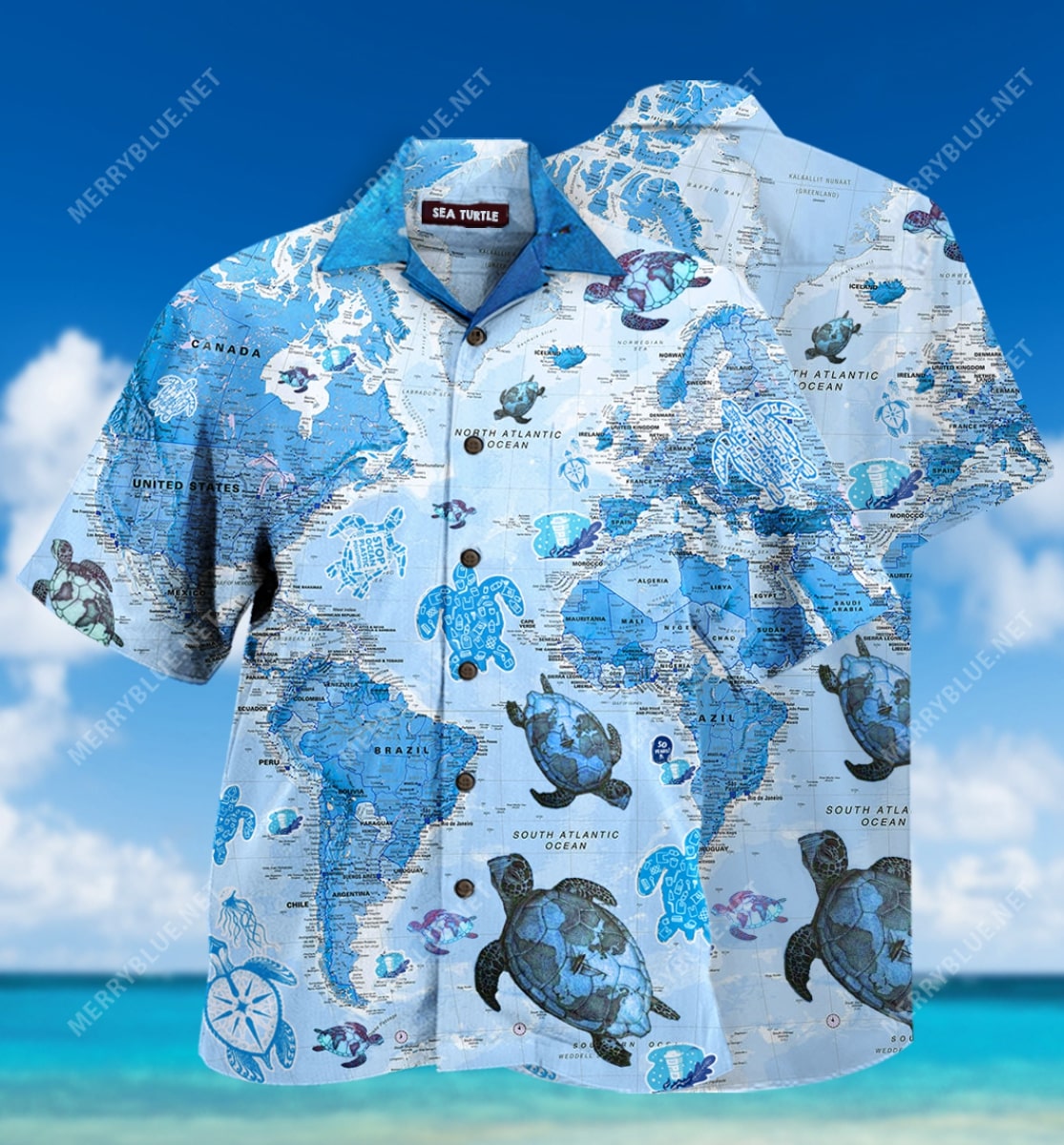 Turtle Sea Map All Over Printed Hawaiian Shirt Turtle Sea Map All Over Printed Hawaiian Shirt