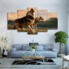 Two Wolf - Animal 5 Panel Canvas Art Wall Decor