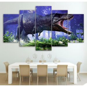 Tyrannosaurus Rex - Jurassic Park 5 Panel Canvas Art Wall Decor