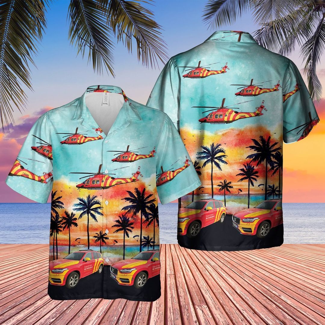 Uk Essex & Herts Air Ambulance Helicopter & Car Hawaiian Shirt Uk Essex & Herts Air Ambulance Helicopter & Car Hawaiian Shirt