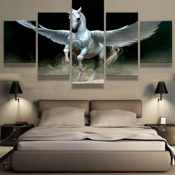 Unicorn 5 - Abstract Animal 5 Panel Canvas Art Wall Decor Unicorn 5 - Abstract Animal 5 Panel Canvas Art Wall Decor