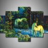 Unicorn 8 - Abstract Animal 5 Panel Canvas Art Wall Decor