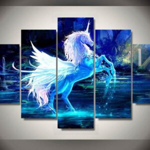 Unicorn Horse - Animal 5 Panel Canvas Art Wall Decor