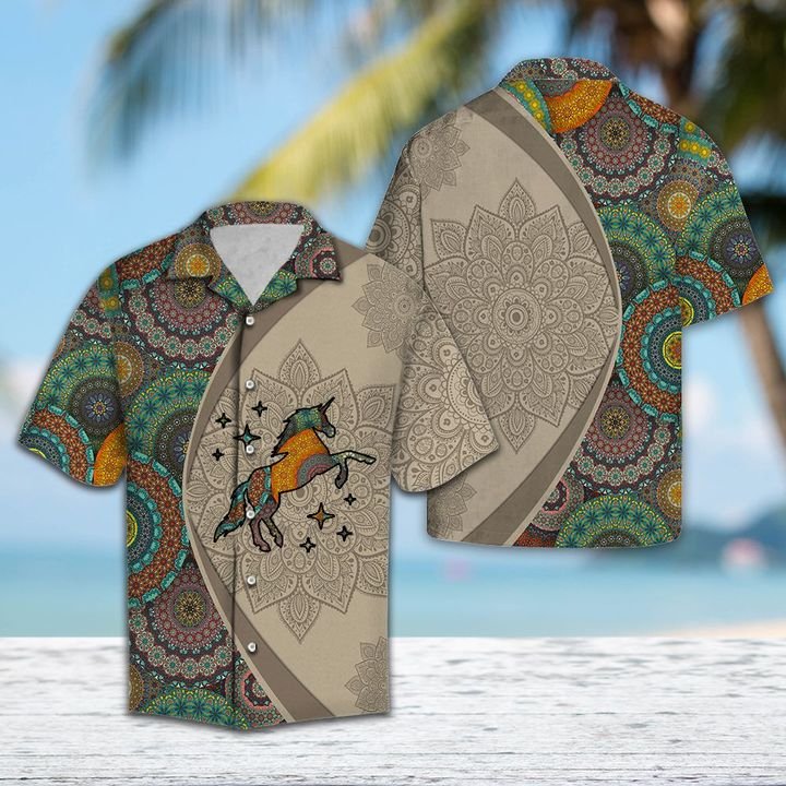 Unicorn Mandala Hawaiian Shirt Summer Button Up Unicorn Mandala Hawaiian Shirt Summer Button Up