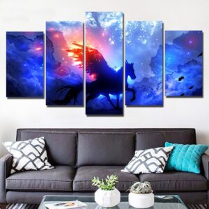 Unicorn Painting Un-004 - Animal 5 Panel Canvas Art Wall Decor