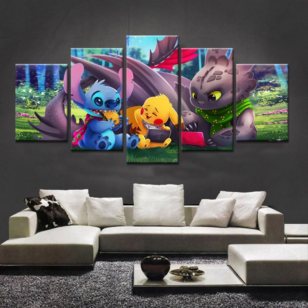 Unicorn Pokemon Witches Feast - No Frame - Cartoon 5 Panel Canvas Art Wall Decor Unicorn Pokemon Witches Feast - No Frame - Cartoon 5 Panel Canvas Art Wall Decor