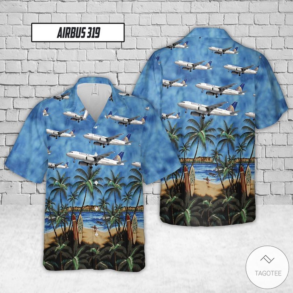 United Airlines Airbus 319 Hawaiian Shirt United Airlines Airbus 319 Hawaiian Shirt