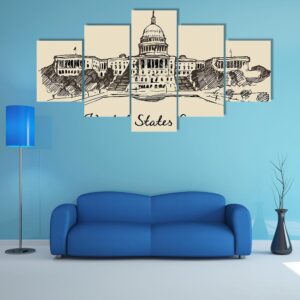United States Capital Hill - Nature 5 Panel Canvas Art Wall Decor