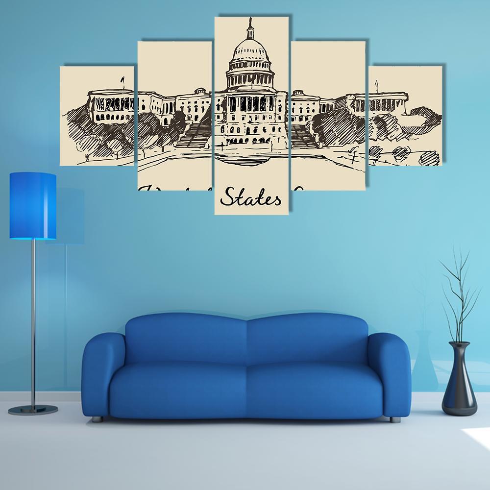United States Capital Hill - Nature 5 Panel Canvas Art Wall Decor United States Capital Hill - Nature 5 Panel Canvas Art Wall Decor