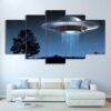 Universe Flying UFO - Abstract 5 Panel Canvas Art Wall Decor
