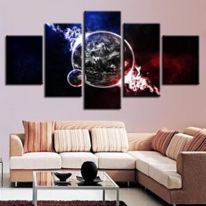 Universe Planet 01 - Space 5 Panel Canvas Art Wall Decor