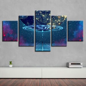 Universe Planet And Starry Sky - Space 5 Panel Canvas Art Wall Decor