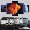 Universe Space Planets - Space 5 Panel Canvas Art Wall Decor