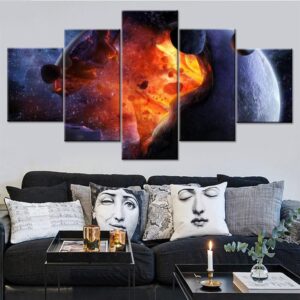 Universe Space Planets - Space 5 Panel Canvas Art Wall Decor