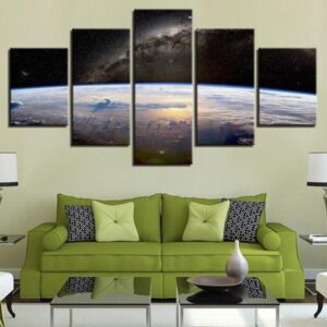 Universe Space View Planet Horizon - Space 5 Panel Canvas Art Wall Decor
