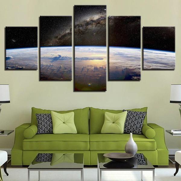 Universe Space View Planet Horizon - Space 5 Panel Canvas Art Wall Decor Universe Space View Planet Horizon - Space 5 Panel Canvas Art Wall Decor