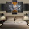 University Of Illinois Sport Team Logo - Sport 5 Panel Canvas Art Wall Decor