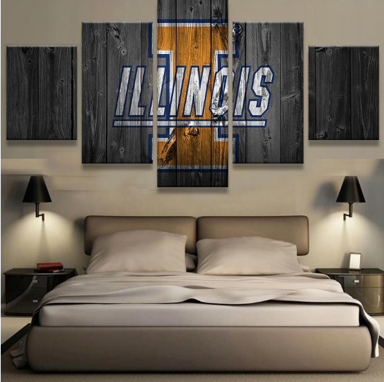 University Of Illinois Sport Team Logo - Sport 5 Panel Canvas Art Wall Decor University Of Illinois Sport Team Logo - Sport 5 Panel Canvas Art Wall Decor