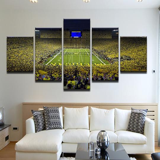 University Of Michigan Big House Stadium - Sport 5 Panel Canvas Art Wall Decor University Of Michigan Big House Stadium - Sport 5 Panel Canvas Art Wall Decor