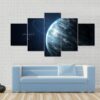 Uranus With Its Rings And Moons - Space 5 Panel Canvas Art Wall Decor