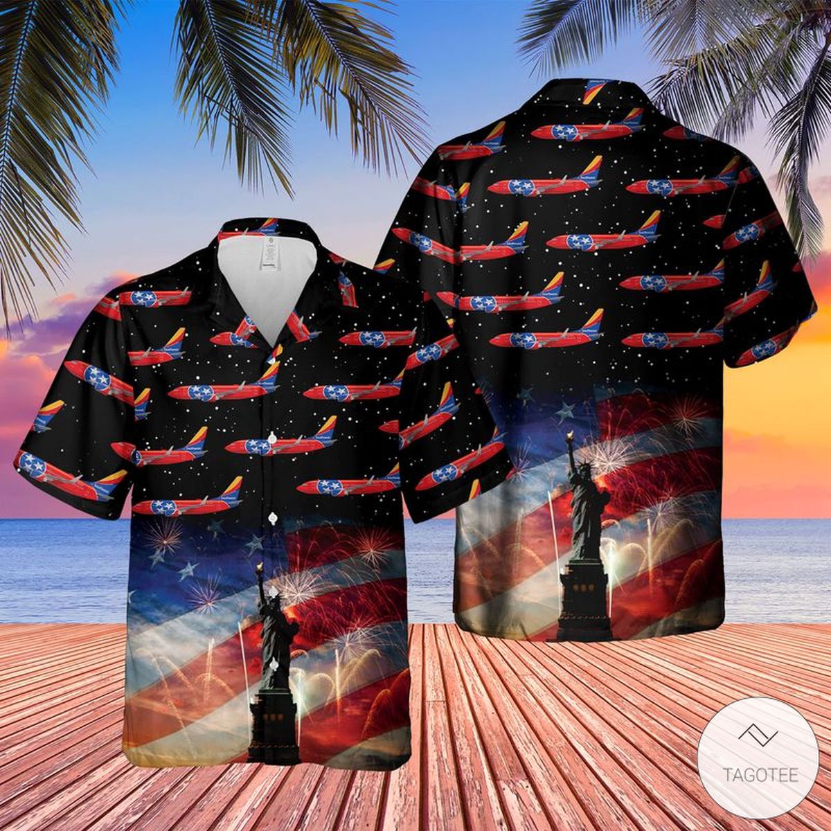 Us Airlines 3 Tennessee Boeing 737-7H4 4Th Of July Hawaiian Shirt Us Airlines 3 Tennessee Boeing 737-7H4 4Th Of July Hawaiian Shirt