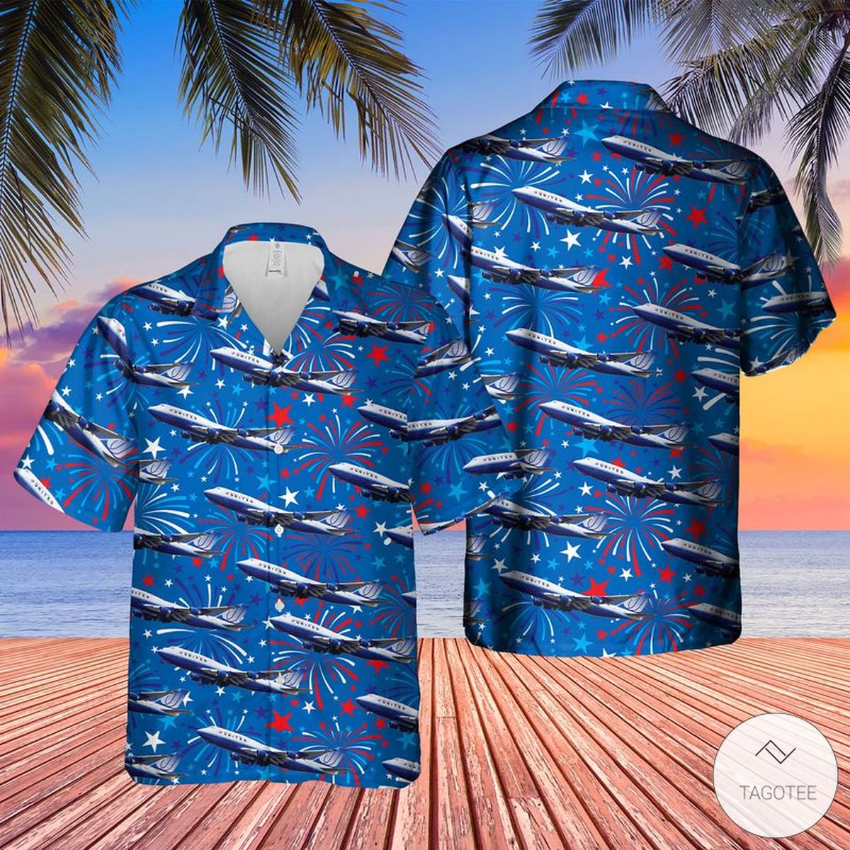 Us Airlines 4 Boeing 747-422 4Th Of July Hawaiian Shirt Us Airlines 4 Boeing 747-422 4Th Of July Hawaiian Shirt