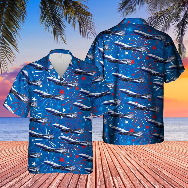 Us Airlines 4 Boeing 747 422 4Th Of July Hawaiian Shirt Us Airlines 4 Boeing 747 422 4Th Of July Hawaiian Shirt