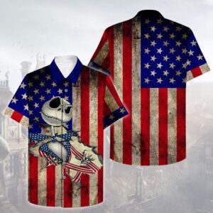 Us American Flag Jack Skellington Hawaiian Shirt